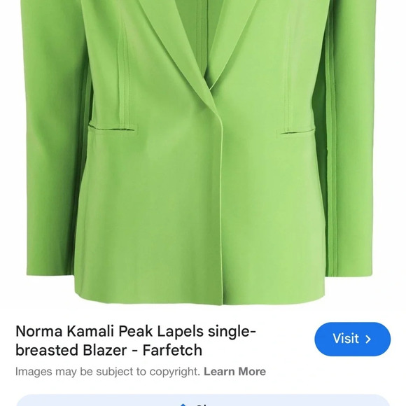 Norma Kamali Peak Lapels Single Breasted Blazer in Neon Green Size M/38 - Picture 15 of 15